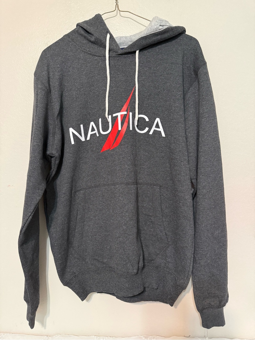 Nautica Dark Gray Hoodie with Red Sail Logo